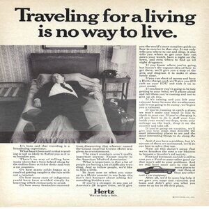 1967 Hertz Traveling For A Living No Way To LiveVintage Magazine Print Ad/Poster